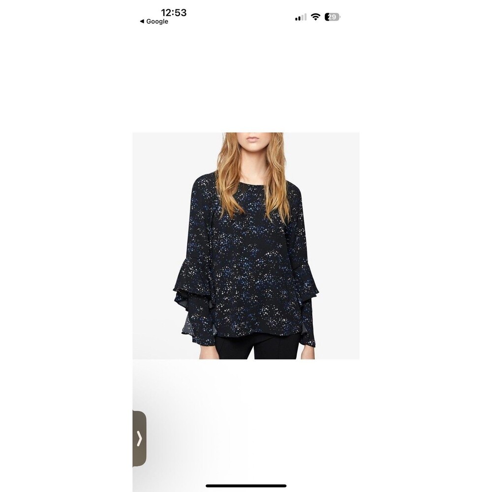 Sanctuary Moonchild Star Print Ruffle Sleeve Stargazer Blouse Top Size Large LG - Picture 4 of 5